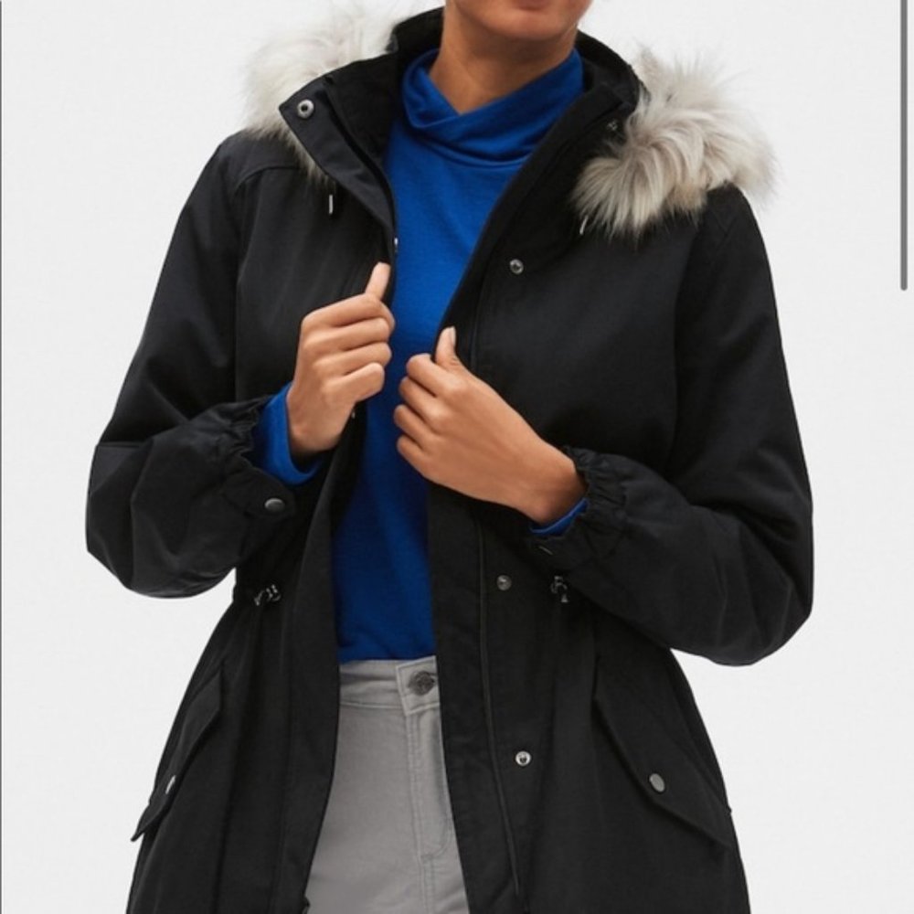 Banana Republic Black Parka Jacket - Size Medium (Petite)